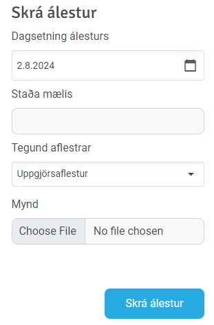 útfylling álesturs