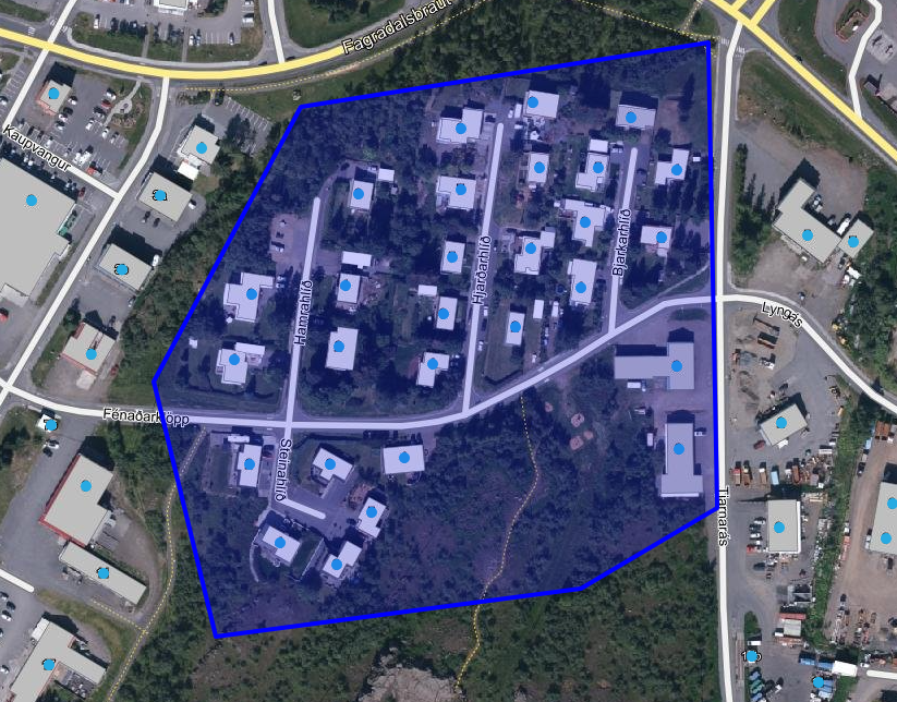 kort af hluta Egilsstaða