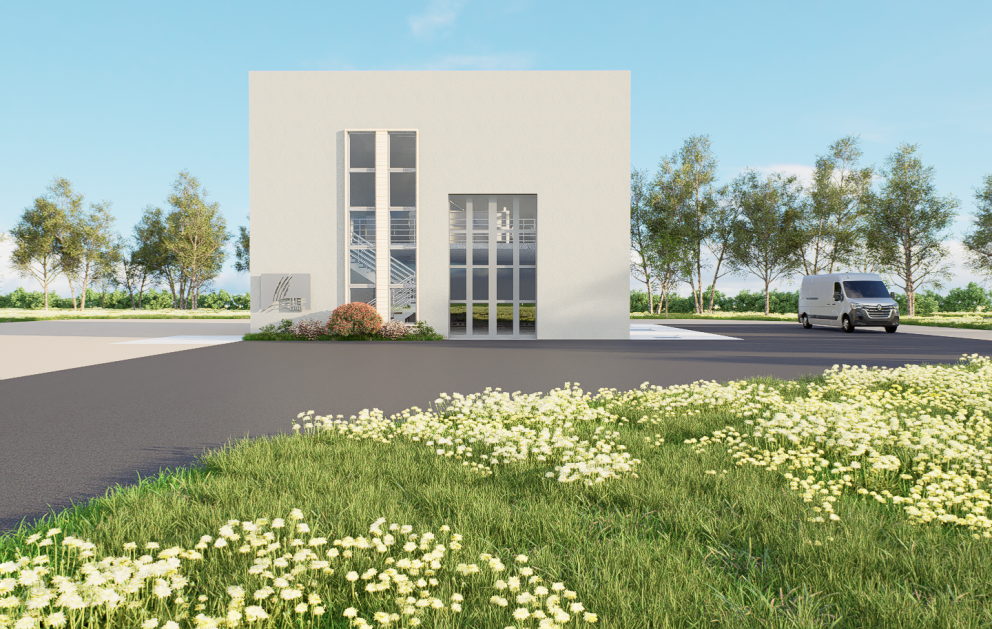 Teikning af nýrri skólphreinsistöð á Melshorni, Egilsstöðum.