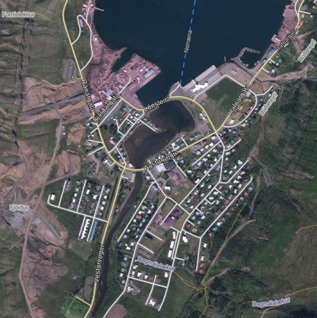 Kort af Seyðisfirði.