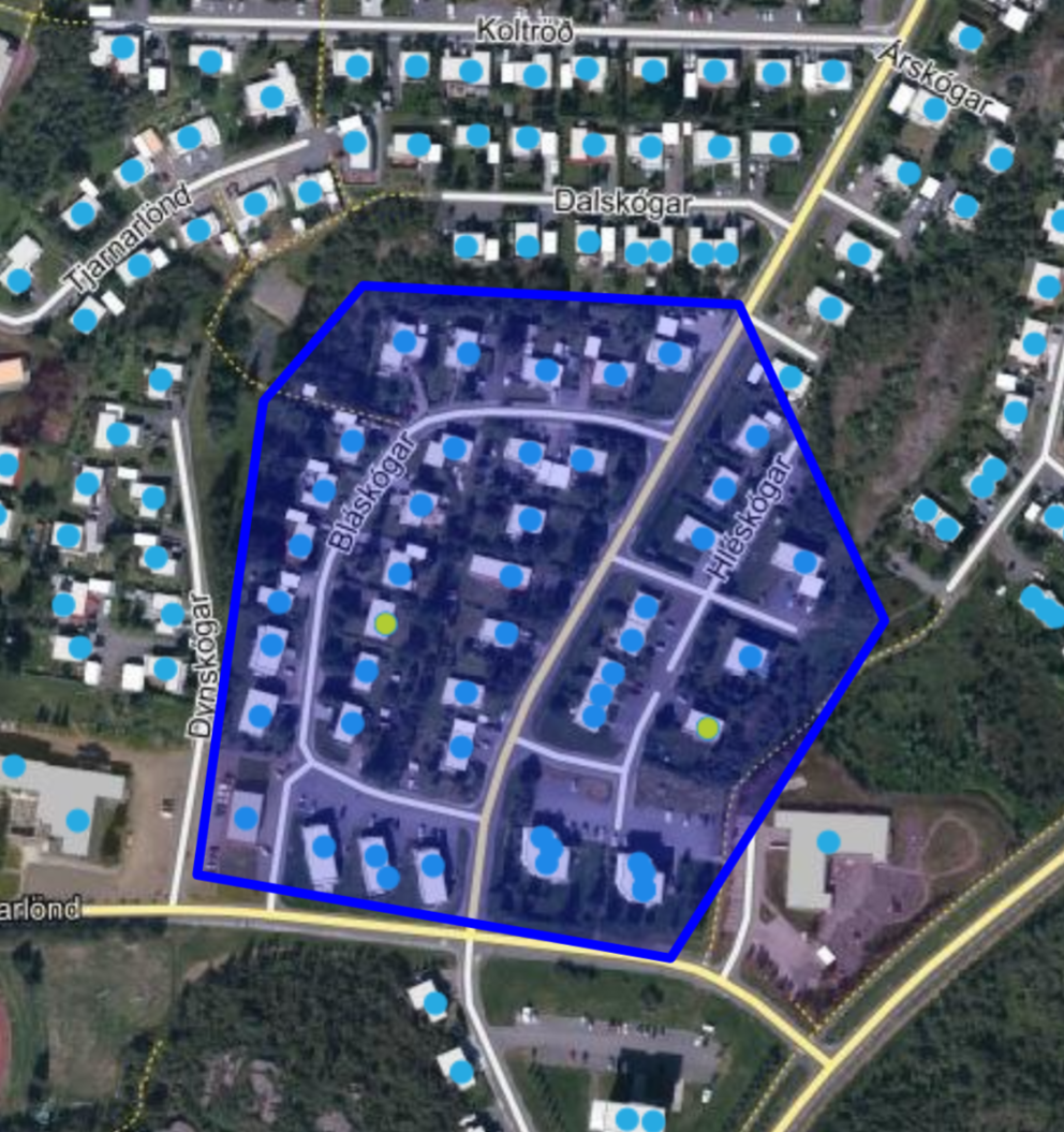 Kort af hluta Egilsstaða