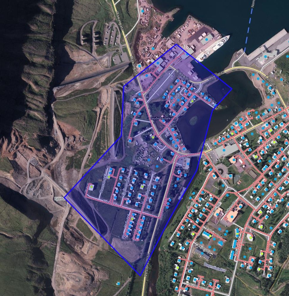 Svæðið sem verður lokað fyrir á mánudag.