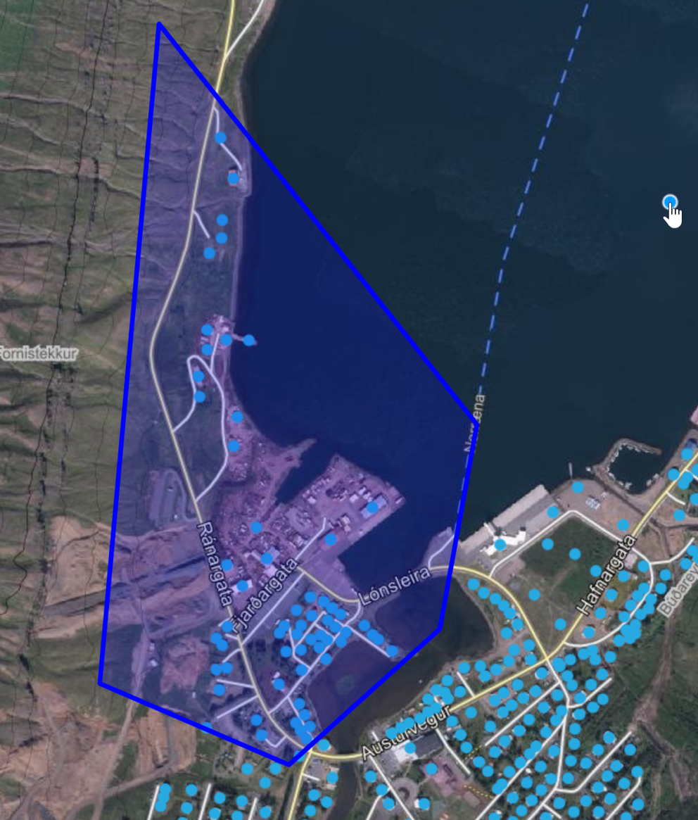 Hluti Seyðisfjarðar sem er vatnslaus