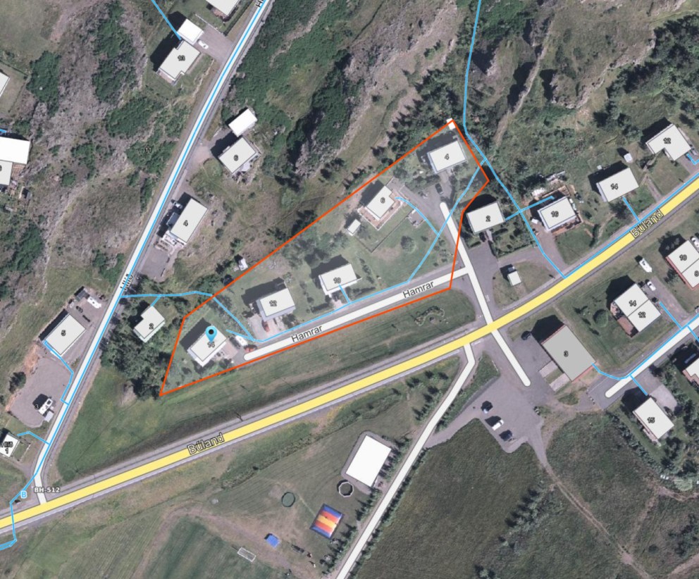 Svæðið sem er vatnslaust á meðan viðgerð stendur.